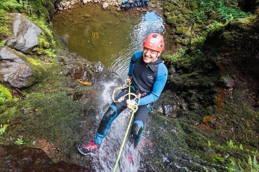 Canyoning in Ribeira dos Caldeirões in São Miguel, Azores.