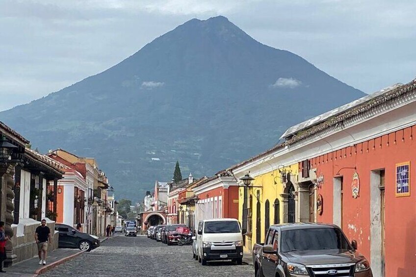 The imposing guardian of Antigua Guatemala City