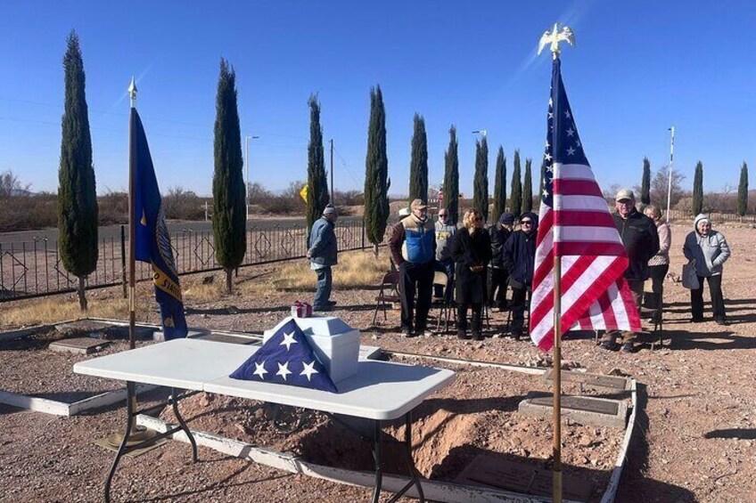 A Veteran being honored with military ceremony.