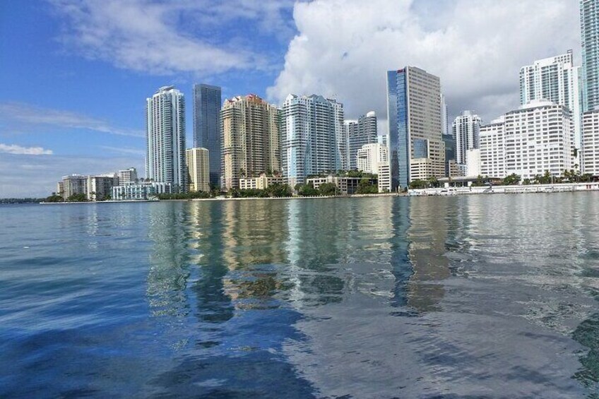 Miami Party Boat with Open Bar and Miami Skyline