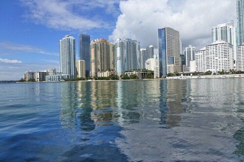 Miami Party Boat with Open Bar and Miami Skyline