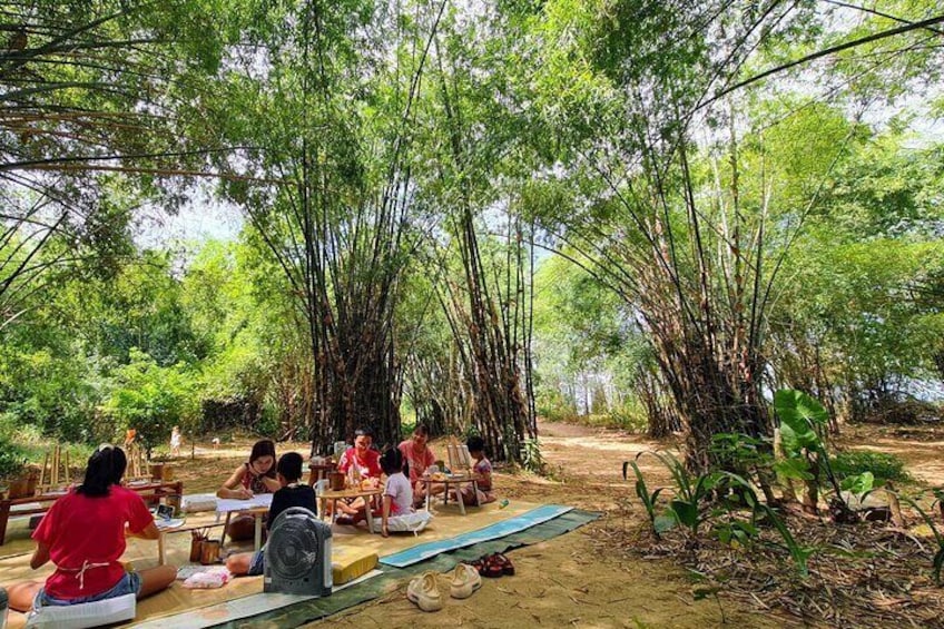 Painting in the bamboo garden