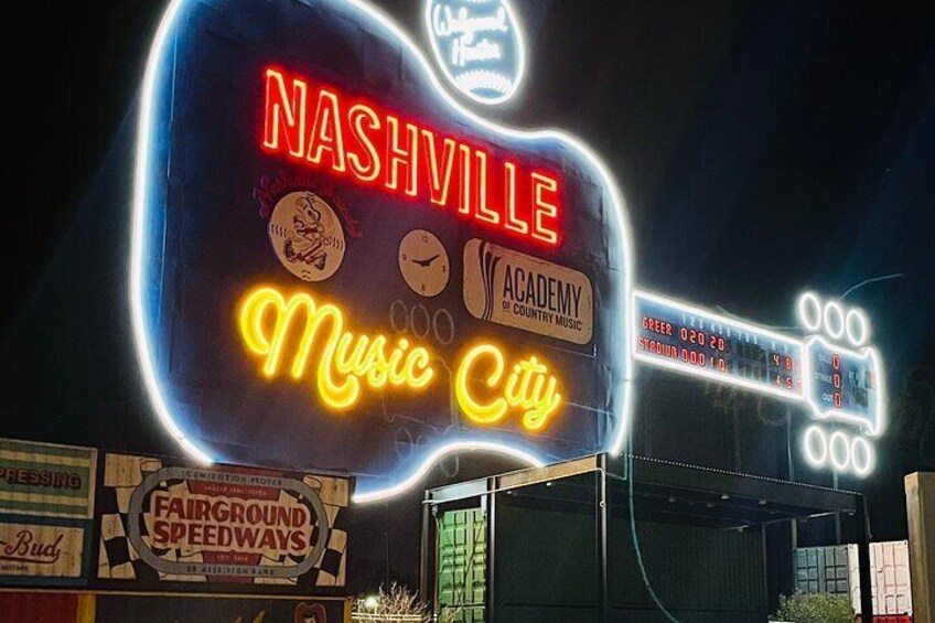 The OLD Nashville Sounds guitar shaped scoreboard