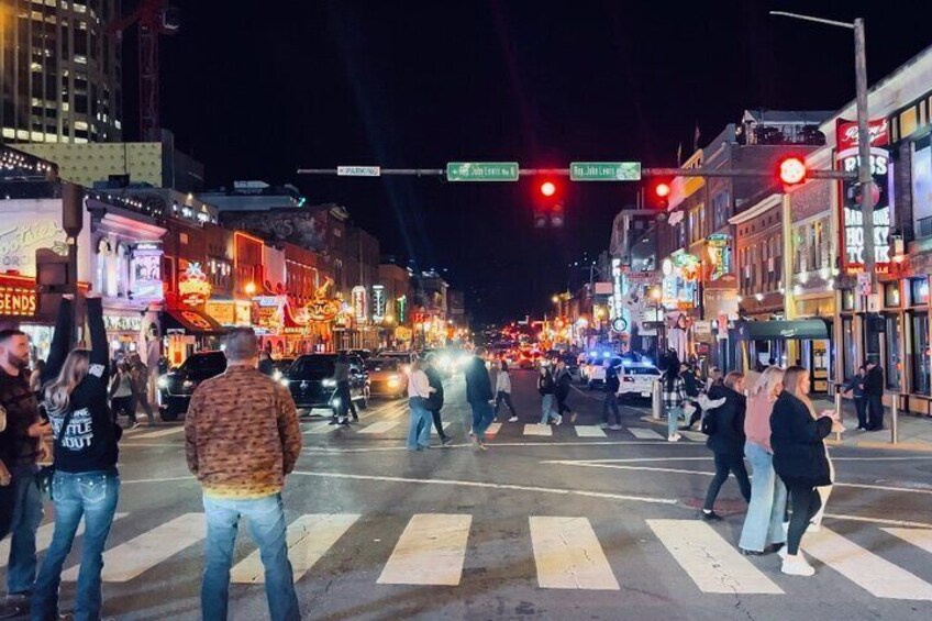 Lower Broadway at night