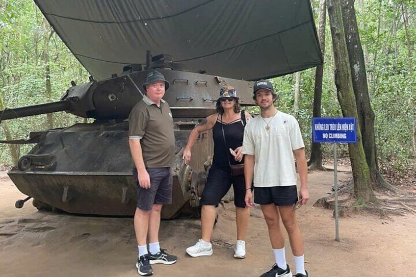 Take a photo in front of the old tank