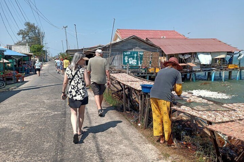 Local Fisherman Drying Fish in Sihanoukville, Cambodia