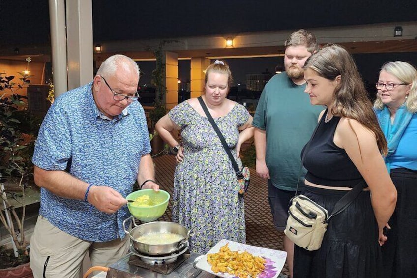 Cooking Class with Guests in our Rooftop Kitchen