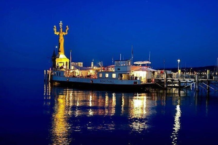 Constance harbour at night