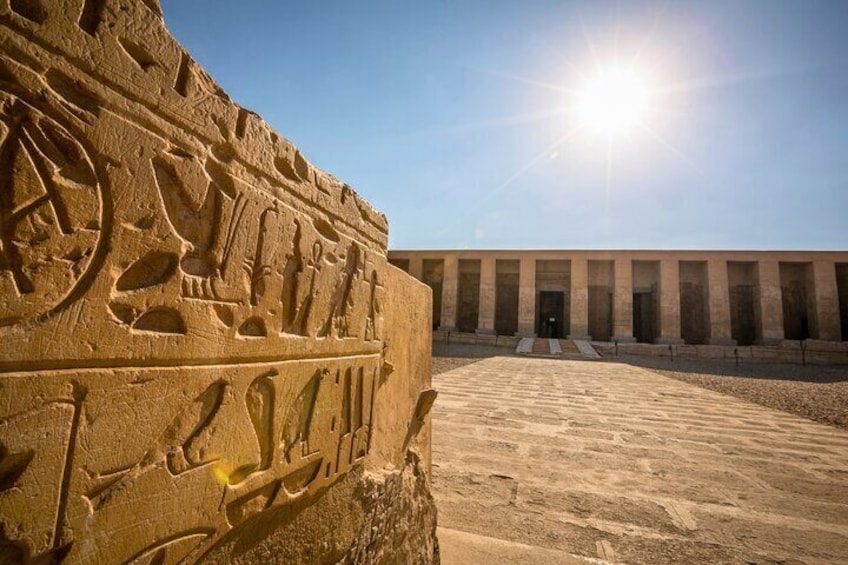 the Temple of Seti I in Abydos, a well-preserved temple complex dedicated to the pharaoh Seti I.