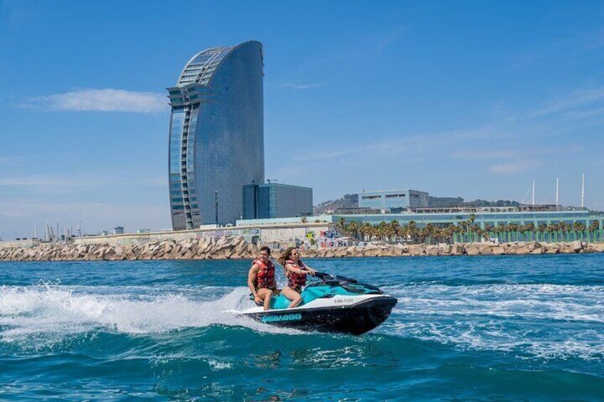 Discover most popular Barcelona places from a jet ski