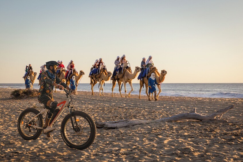 Sunset Beach Electric bike & Camel ride with Mexican dinner and Tequila 