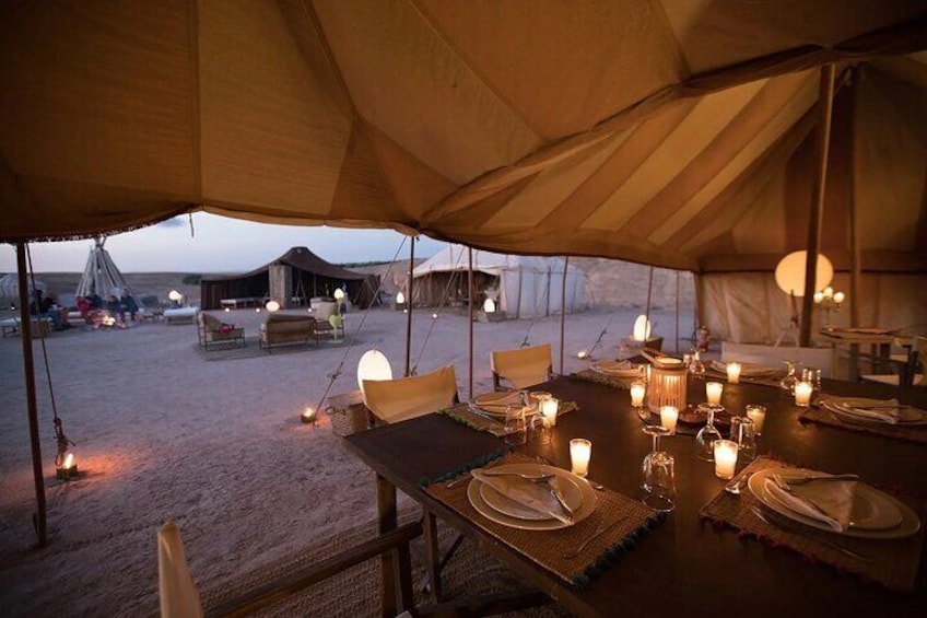 Romantic dinner under the stars in the Agafay Desert