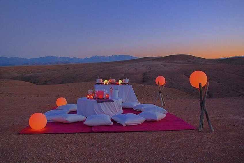 Romantic dinner under the stars in the Agafay Desert