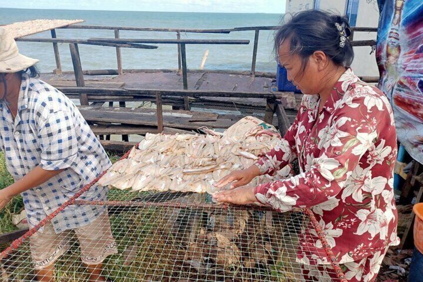 Traditional Fish Drying in a Coastal Village, Cambodia