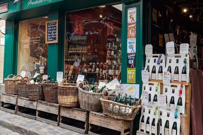 Honfleur, France. Souvenir shops featuring regional products.