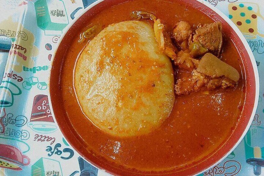 "Nothing beats a bowl of Fufu and light soup, served with tender beef or goat meat. A warm and satisfying meal straight from Ghana! ️ #Fufu #FoodieHeaven"