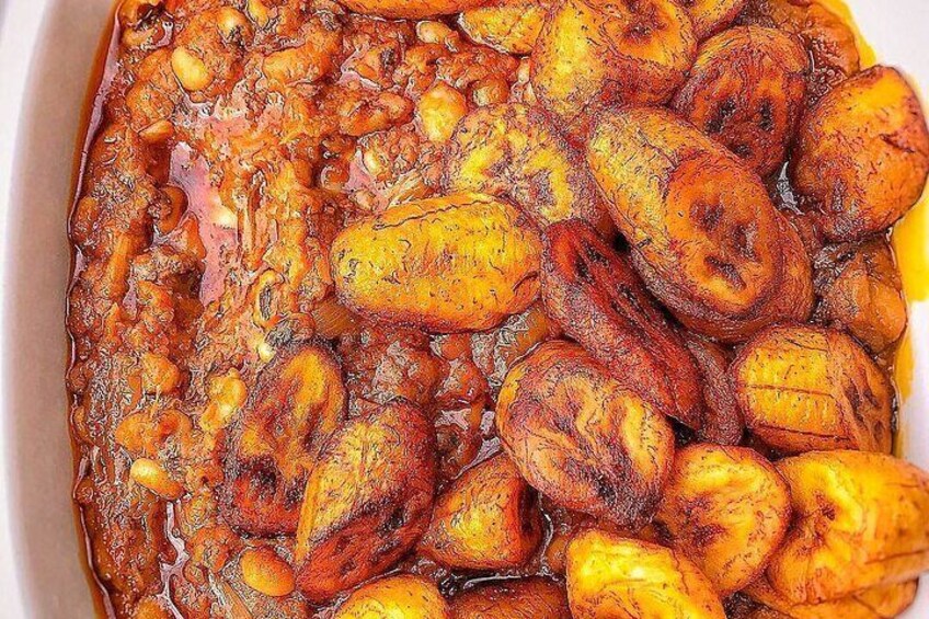 "Experience the authentic flavors of Ghana with this Red Red dish – wholesome beans stew and sweet fried plantain. An unbeatable combo! ️ #RedRed #GhanaianEats"