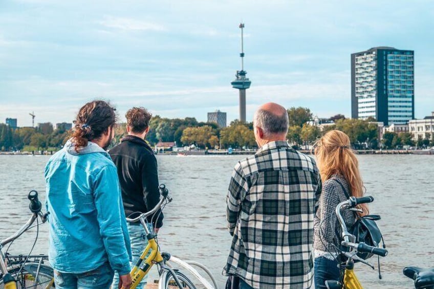 Sights on river Maas en Euromast (Eurotower)