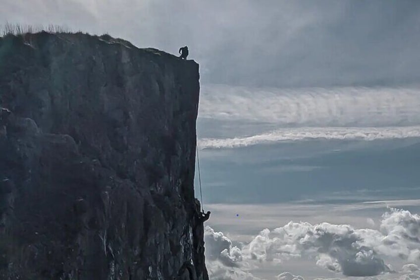 Abseiling 150ft at Uphill Quarry