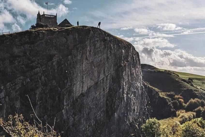 Looking over the edge at Uphill Quarry