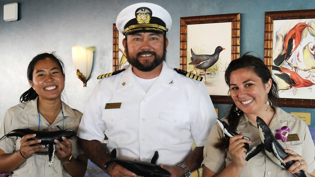 Whale captain naturalist and assistants aboard Star of Honolulu