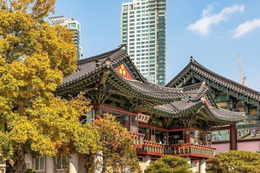 Seoul Gangnam Night Tour with Gourmet Dining and Temple Visit