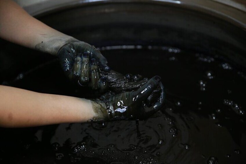 Traditional Japanese indigo dyeing.