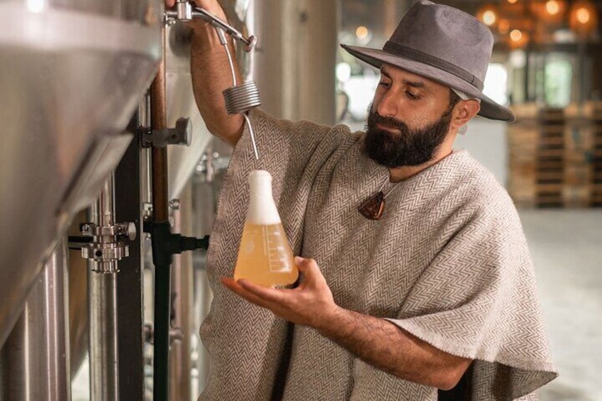 Tapping fresh beer from our fermentation tanks