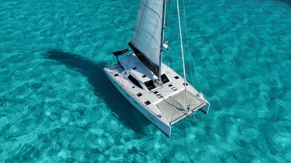 Private 52ft Lady Laura Catamaran to Isla Mujeres- Snorkeling & Open Bar