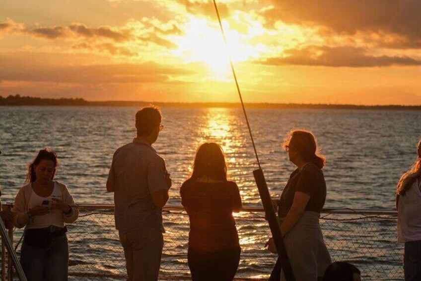 Charleston Harbor Sunset Sail 50ft Catamaran Bar and Bathrooms