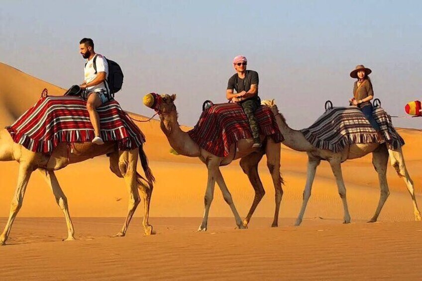 Camel Trekking In Abu Dhabi with shared Transfer, Fun and More