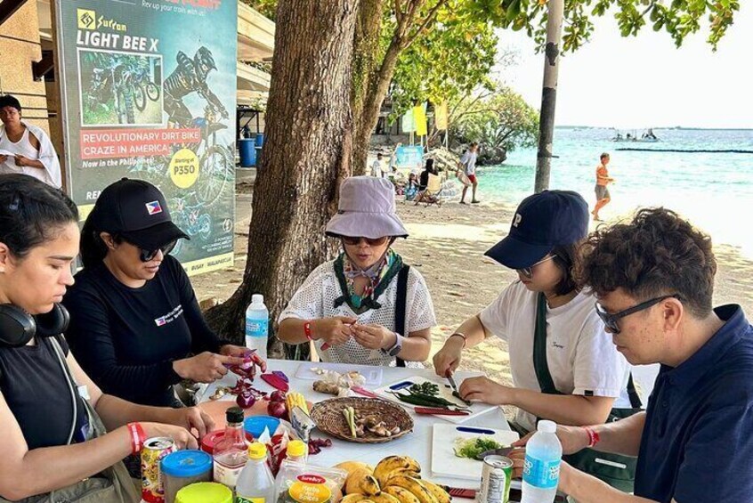 Cooking Class Is Held in a Beach Resort.