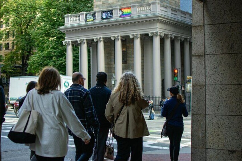 The tour travels past 11 of 16 official Freedom Trail landmarks in Downtown Boston, including King's Chapel