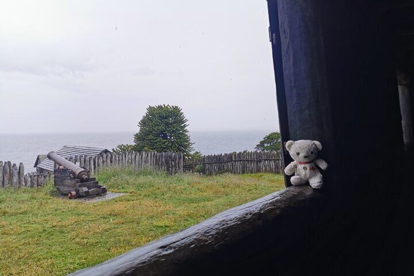 Travelers from all over the world love to photograph themselves with the Strait of Magellan in the background