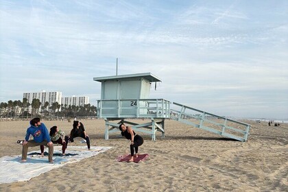 Stretch and Sip Yoga with Refreshing Juice on Santa Monica Beach