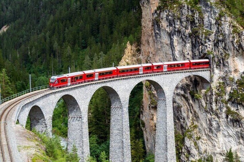 From Milan Private Bernina Express Train and St. Moritz Day Trip