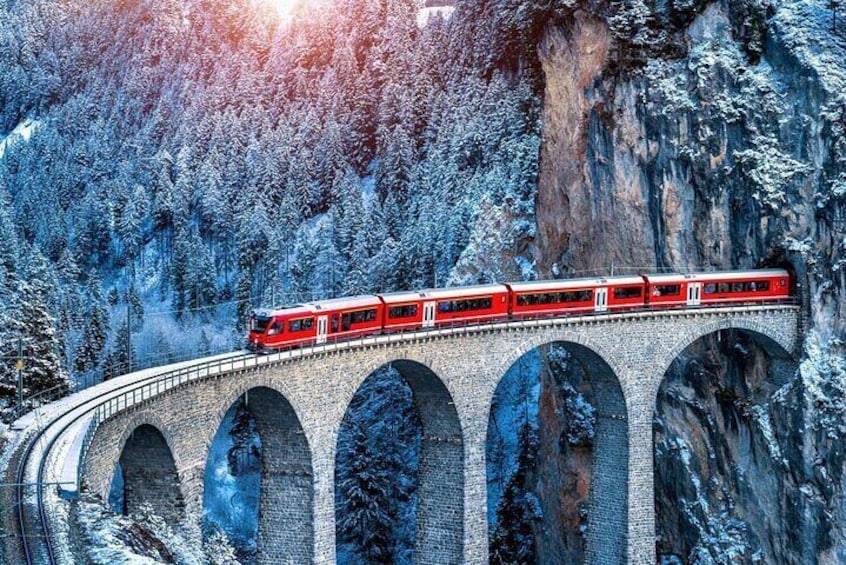 From Milan Private Bernina Express Train and St. Moritz Day Trip