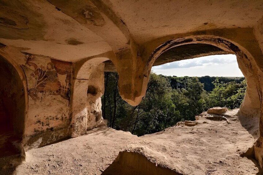 One of the 150 rock churches (cut into the rock) of the Murgia Materana Park 