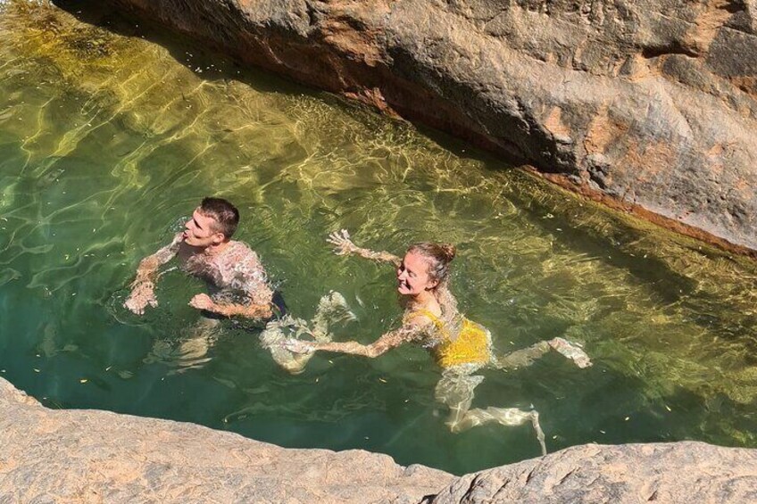 Enjoy swimming in the crystal-clear natural pools of the Paradise Valley mountains.