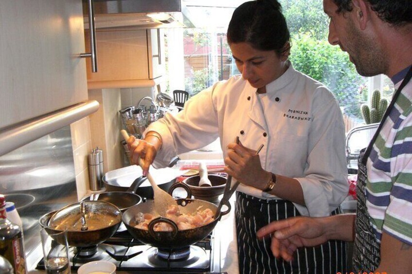 Cooking a curry with Chef Monisha