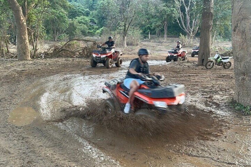 Adventure with the ATV covers a mixture of road and off-road jungle terrain.