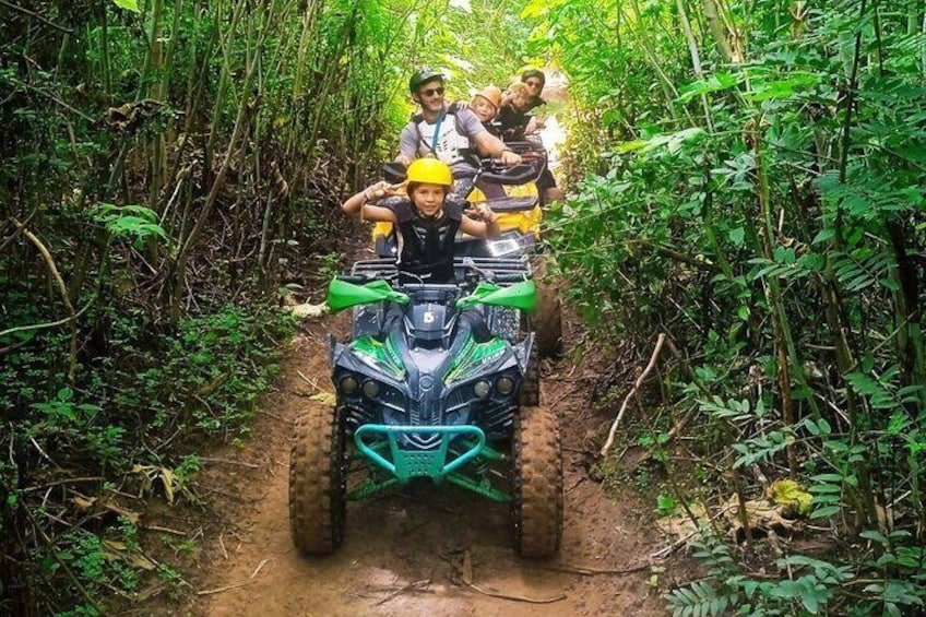 Adventure with the ATV covers a mixture of road and off-road jungle terrain.