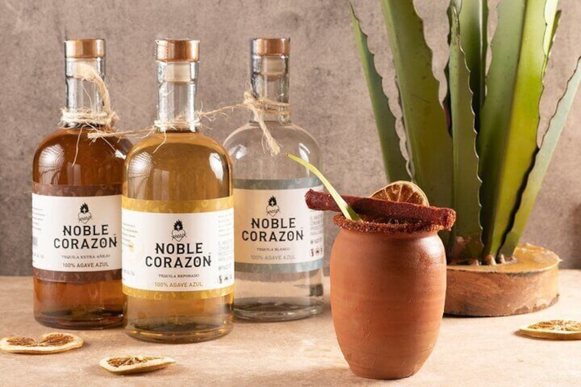 Cantarito loco, tequila blanco, tequila reposado and tequila extra añejo