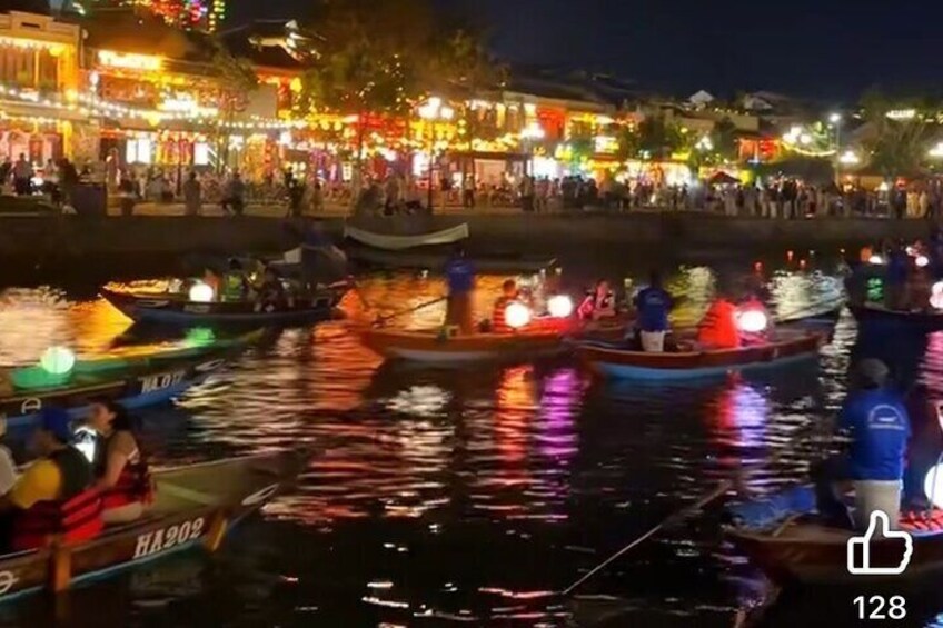 Boat Ride and Release Lantern at Hoai River