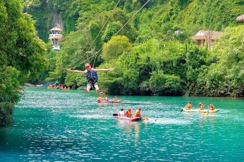 Zipline in Dark Cave Paradise Cave Tour From Dong Hoi Phong Nha