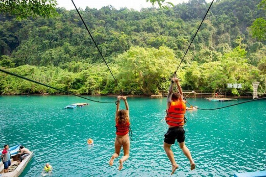 Zipline in Dark Cave Paradise Cave Tour From Dong Hoi Phong Nha