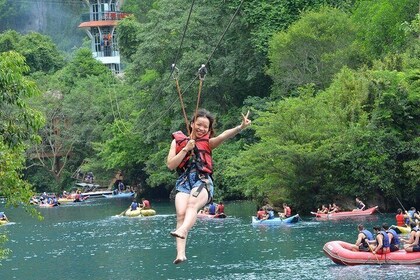 Zipline in Dark Cave Paradise Cave Tour From Dong Hoi Phong Nha