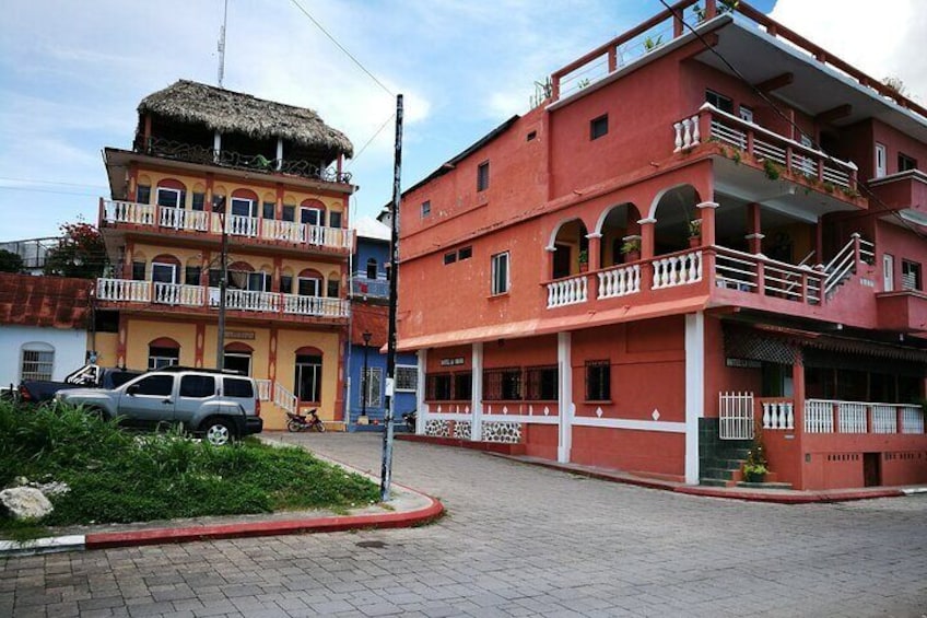 Flores Island with its streets and typical architecture of the area