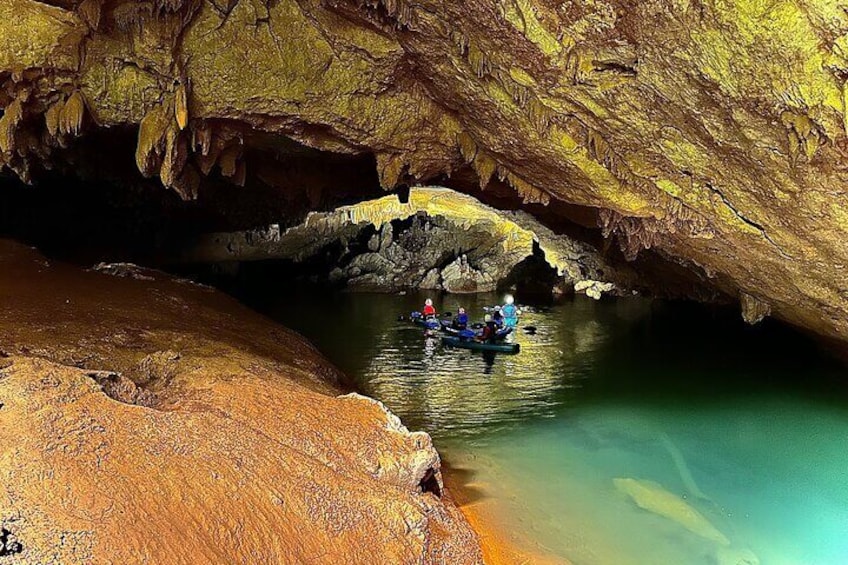 Jungle Bluehole Cave kayak adventure Belize