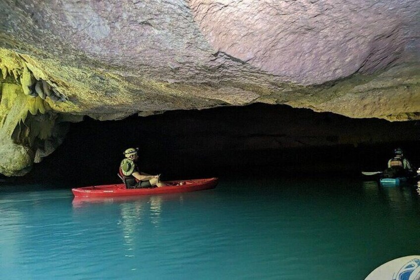 Jungle Bluehole Cave kayak adventure Belize